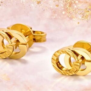 Gold Double Circle mini Stud Earrings - Women Jewelry